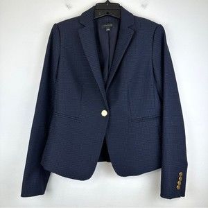 Ann Taylor Waffle Textured Blazer Jacket Navy Blue Size 0 Career Suit Casual